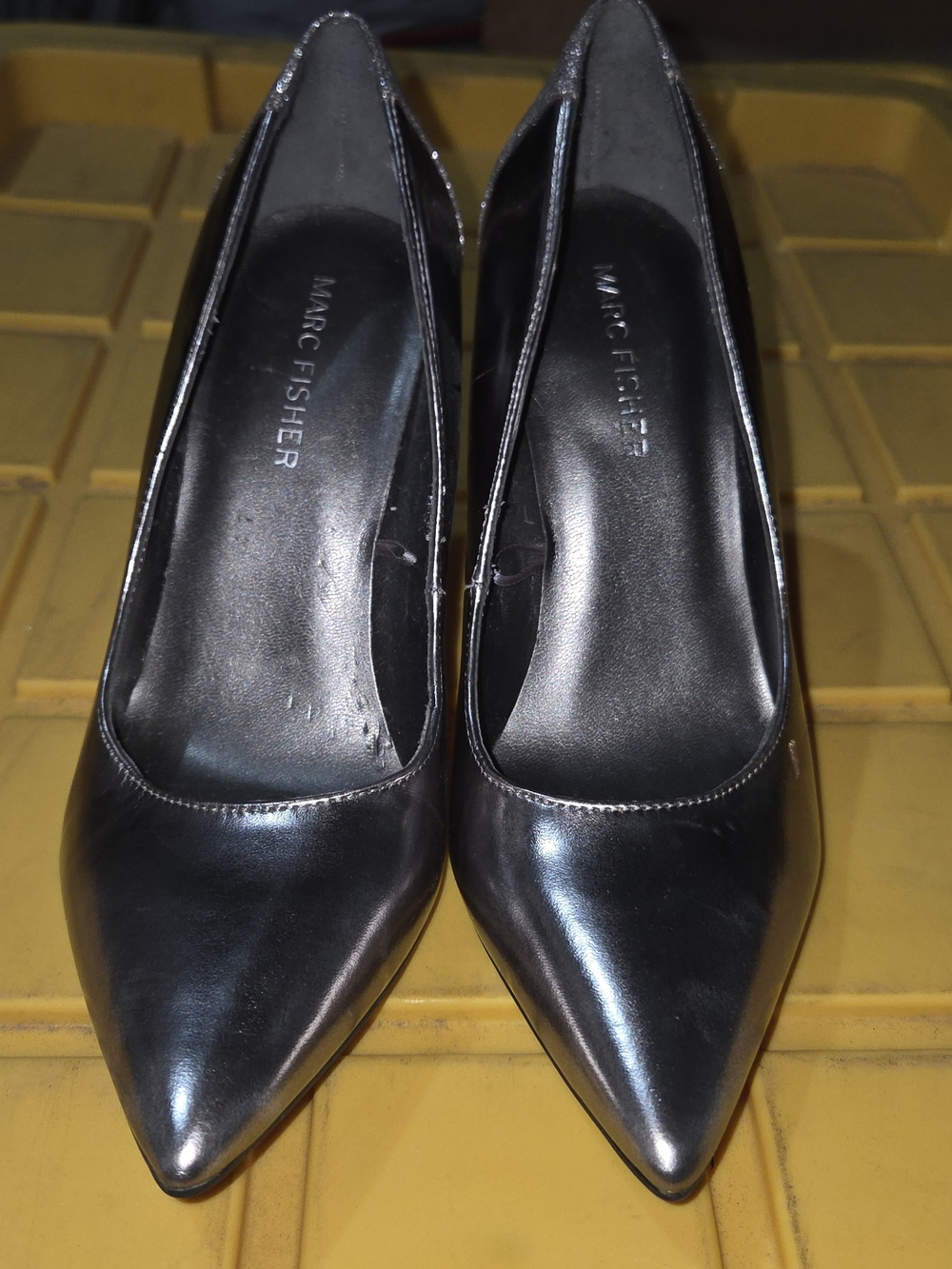 Marc Fisher Metallic Silver Pointed-Toe Pumps